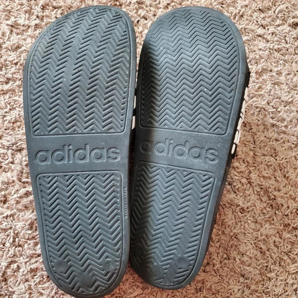 adidas Adilette Cloudfoam Plus‎ Slide Sandal in Black/White Size 12 Mens
